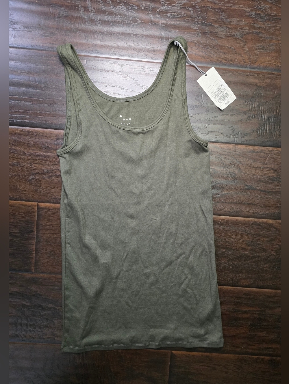 NWT A New Day Womens Basic Stretchy Olive Green Tank Top Large